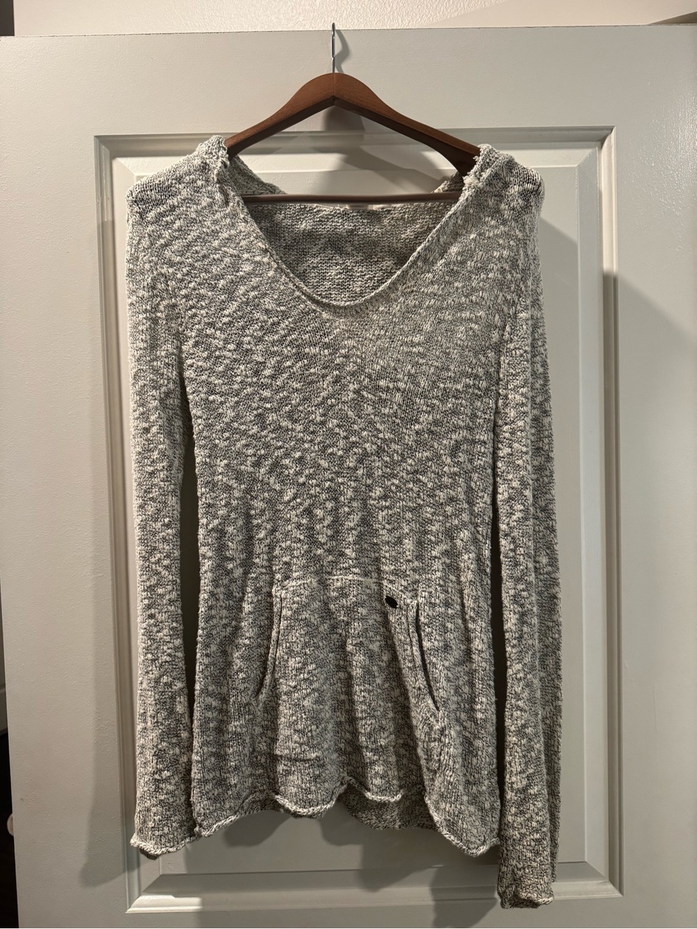 Roxy Heather Gray Knit Hoodie with Front Pocket
